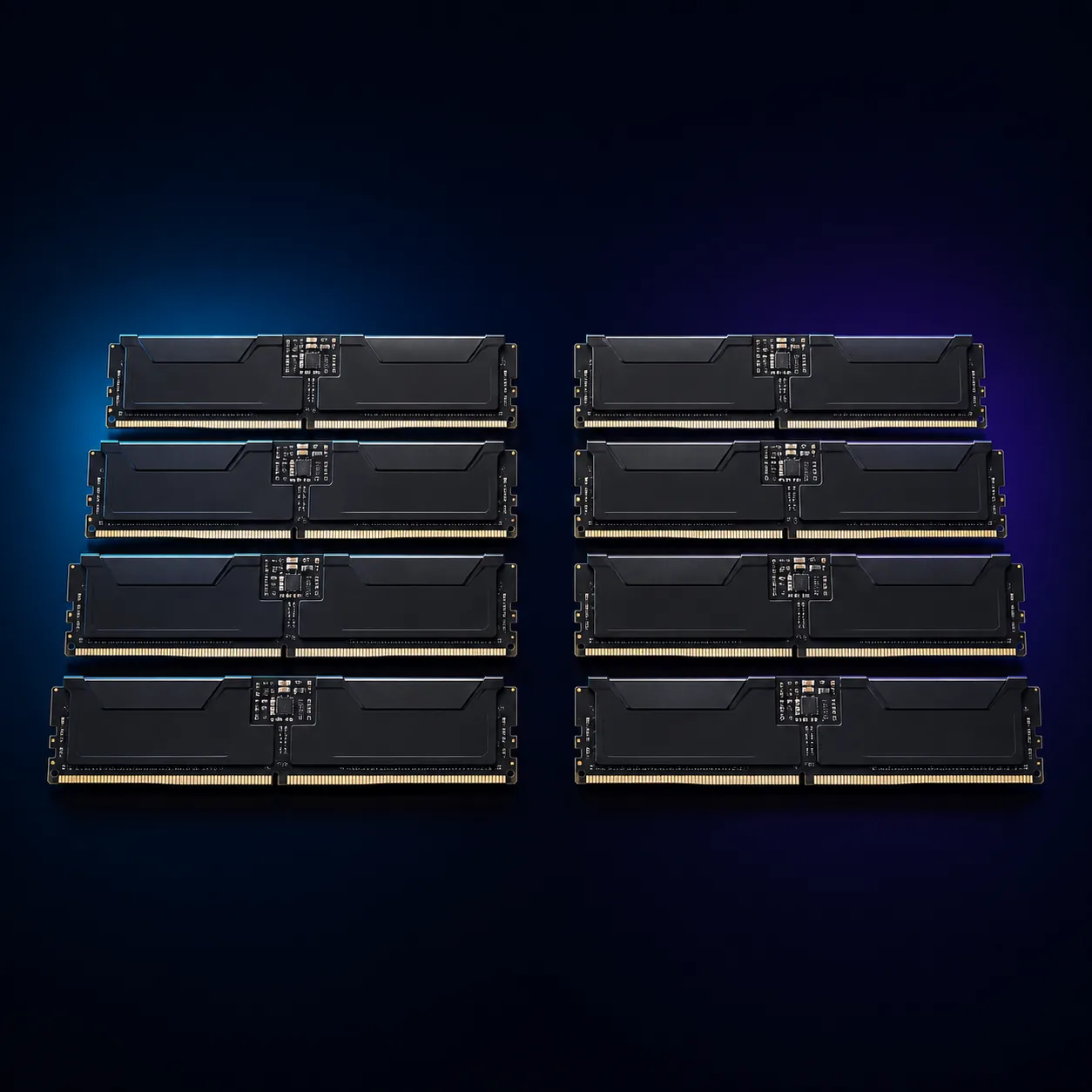 Acht vollständig sichtbare DDR5-ECC-Speichermodule